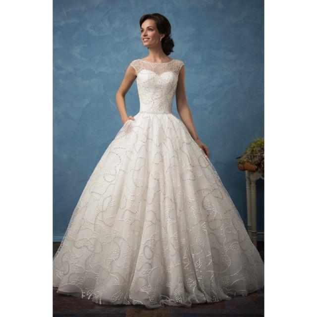 Amelia Sposa 2017 Vanessa Vogue Cap Sleeves Ivory Chapel Train Lace Beading Illusion Spring Ball Gown Wedding Dress Elegant Wedding Dresses 2825290 Weddbook