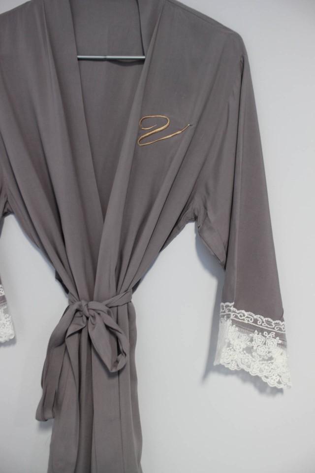 Bridal Robe Grey, Bridal Robes Grey, Long Robe Bridesmaid , Long Robes