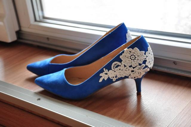 blue low heel