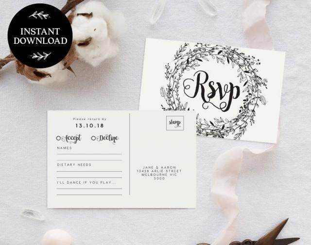 RSVP Postcard Template INSTANT DOWNLOAD, Editable Pdf, Rsvp Cards, Rsvp