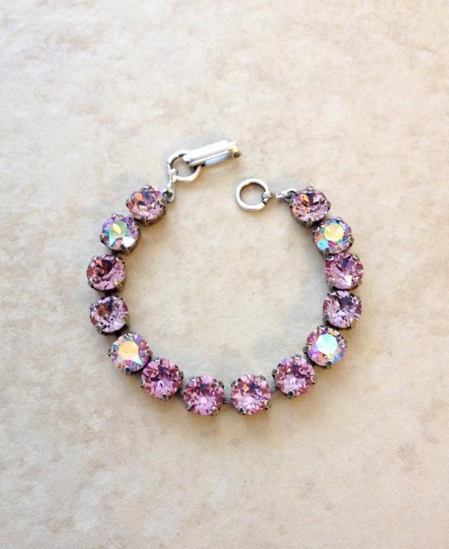 Swarovski Lilac Rhinestone Bracelet, Light Purple, Bridal Jewelry
