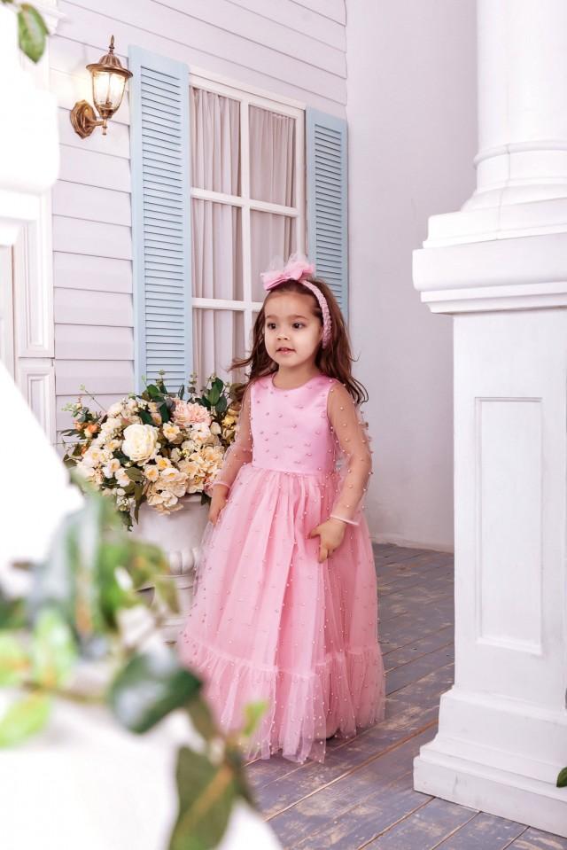 pink satin flower girl dress