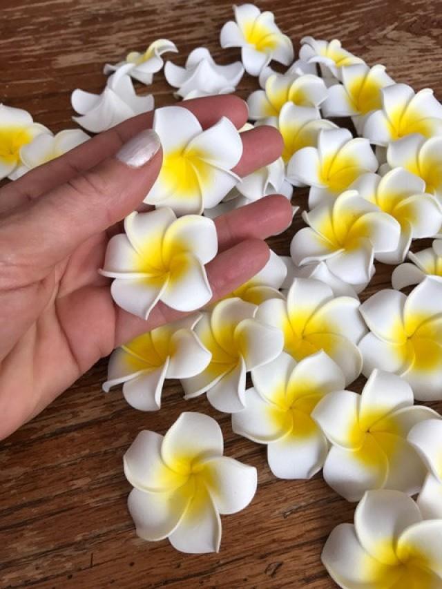 Luau Hawaiian Flowers Fake Plumeria Lot Of 50 Artificial Foam Small