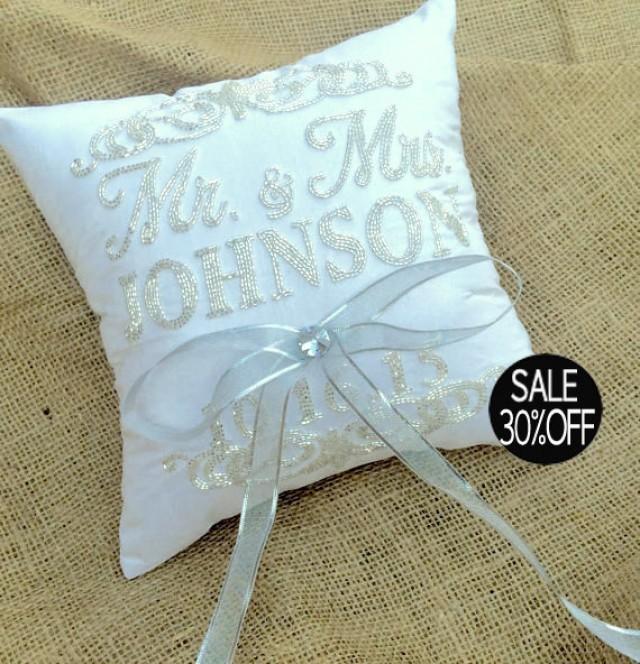 Ring Bearer Pillow 30OFF Mr & Mrs.Wedding Ring Beaded Sequin Pillow