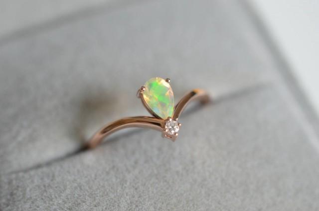 opal ring teardrop