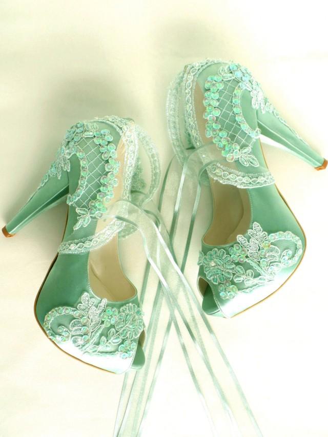 green bridal heels