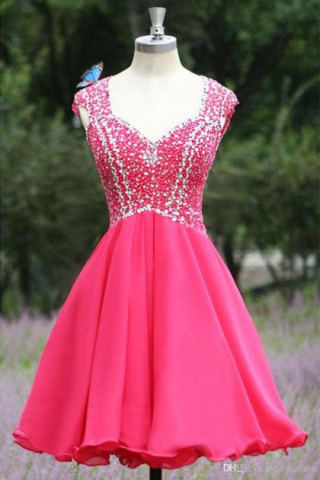 Red Dress,Chiffon Dresses,Short Prom Dress,Open