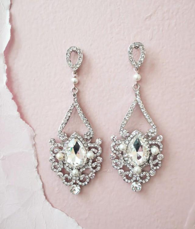 Bridal Chandelier Earrings Art Deco Wedding Jewelry Crystal Bridal Earrings Old Hollywood Great
