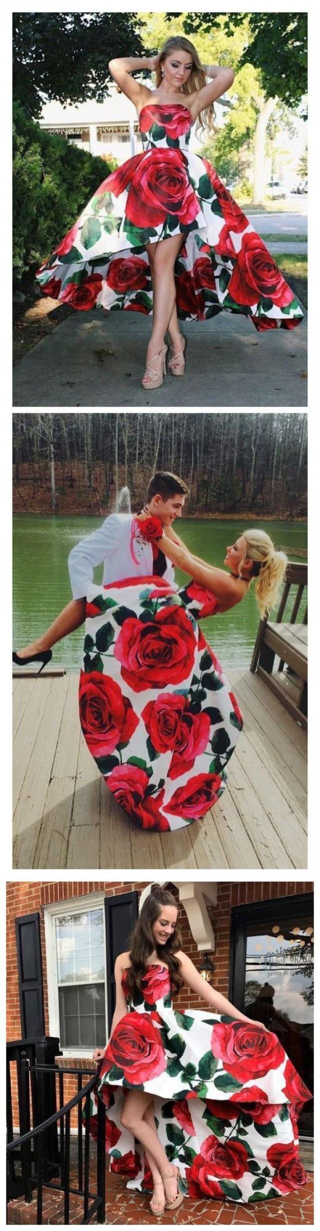 high low floral prom dress