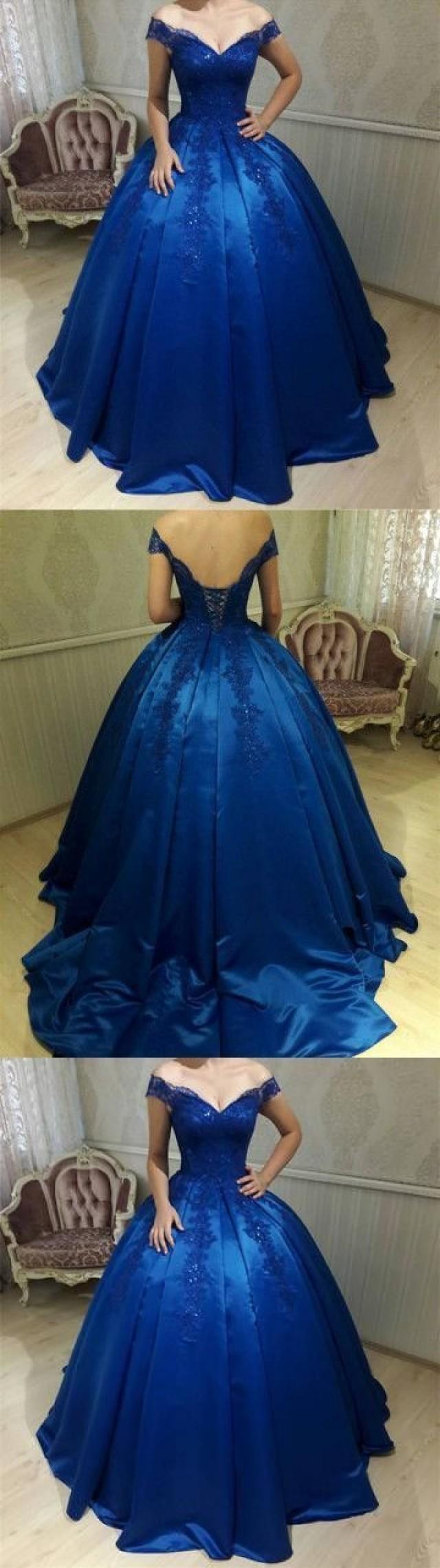 Satin Prom Dresses Sexy Royal Blue ...