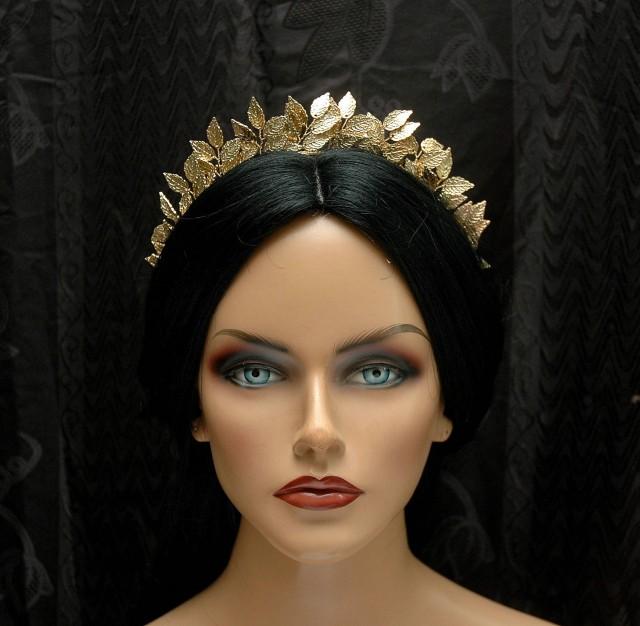 Gold Laurel Leaf Wedding Tiara, Wedding Hair Jewelry, Woodland Gold