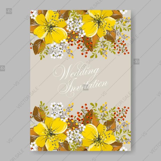 Download Yellow Anemone Sunflower Autumn Floral Wedding Invitation ...