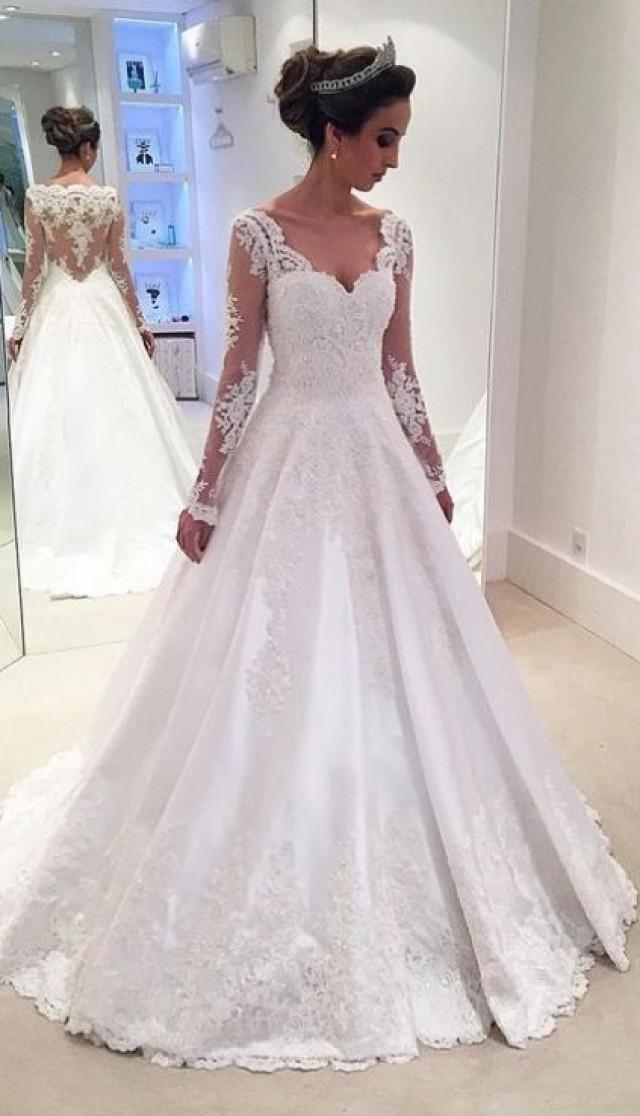 white long sleeve bridal dress