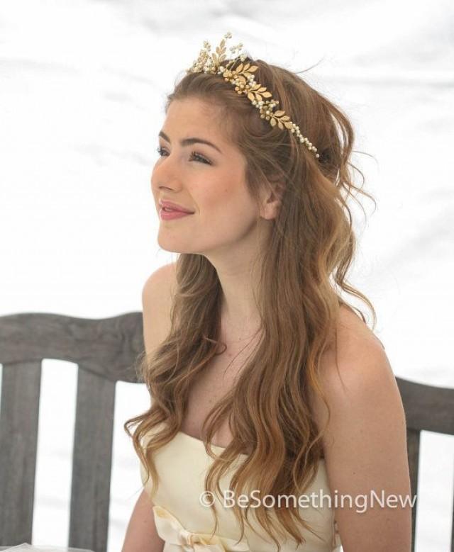 Gold Leaf Crown Bridal Gold Wedding Crown Woodland Queen Wedding