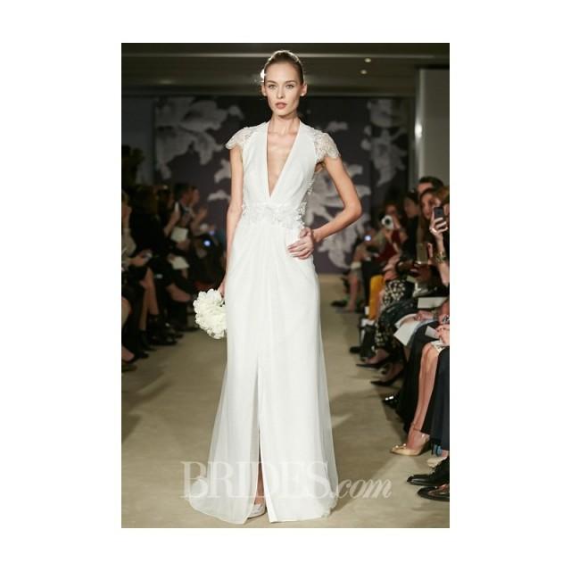 Carolina Herrera Spring 2015 Cassidy Silk Chiffon Sheath Wedding Dress With A Deep V 8623