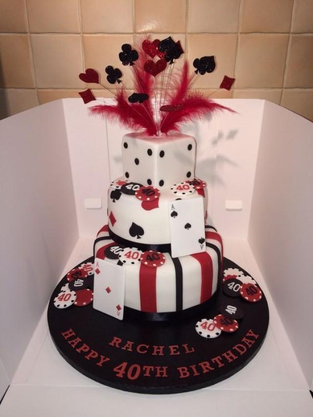 Casino Theme Cake With Glitter Wired Explosion Poker Playing Cards Las