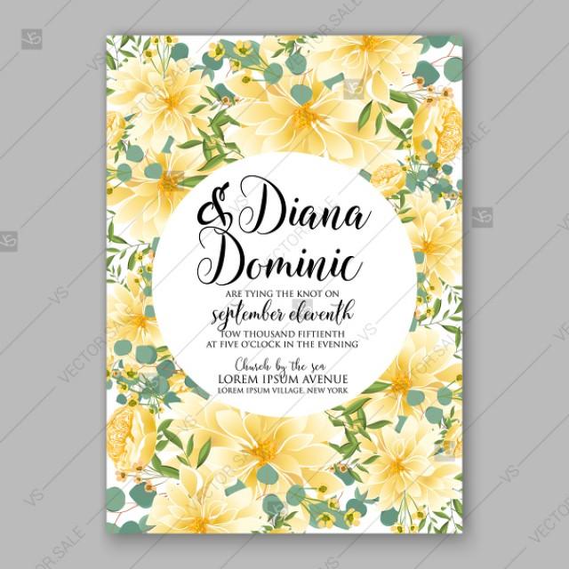 Download Wedding Invitation Yellow Sunflower Chrysanthemum Peony ...