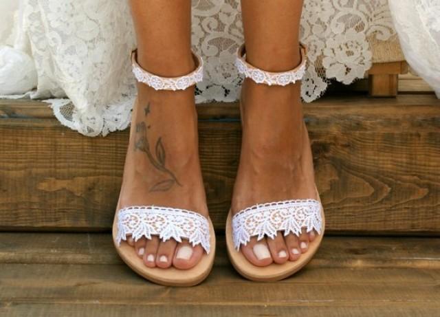 Handmade To Order White Lace Sandals Bridal Sandals Wedding