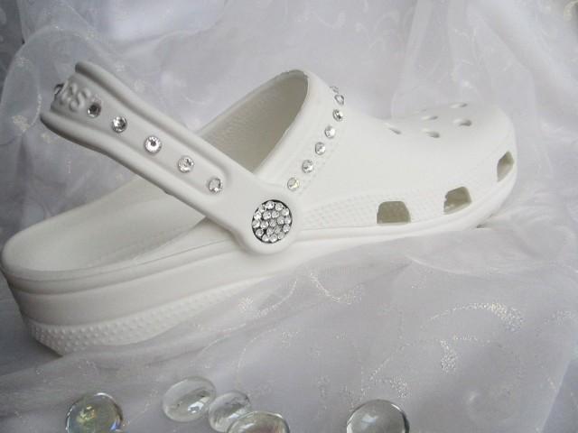 Swarovski Crystal White Croc Bridal Clog Wedding Croc Women Shoe Bride