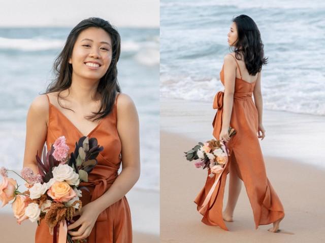 Paprika Rust Bridesmaid Dress In Linen This Is A Wrap Dress With