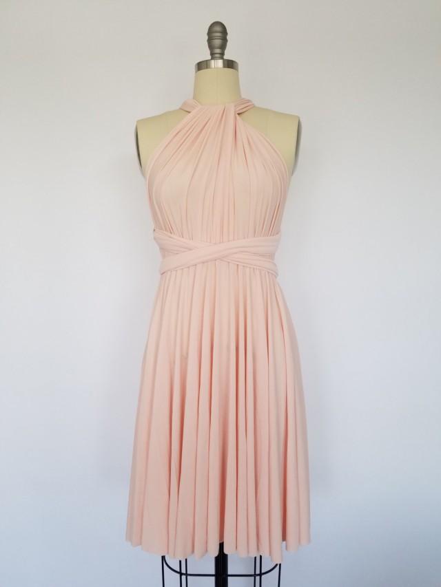 Blush Pink SHORT Infinity Dress Convertible Formal Multiway Wrap Dress Bridesmaid Dress Toga