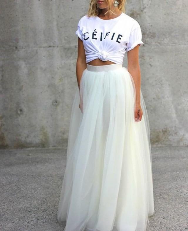 Long Tulle Skirt Bridal Tulle Skirt Dress Women Long Skirt Tutu