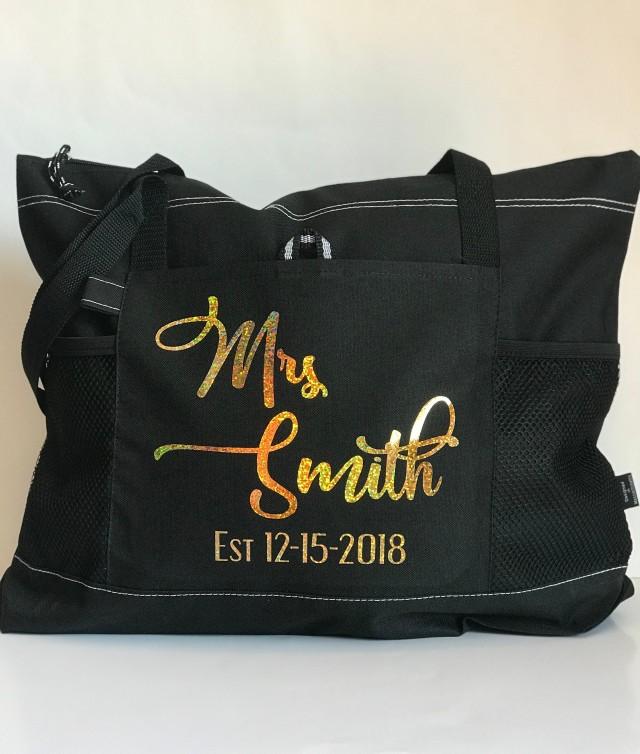 bride tote bag with zipper