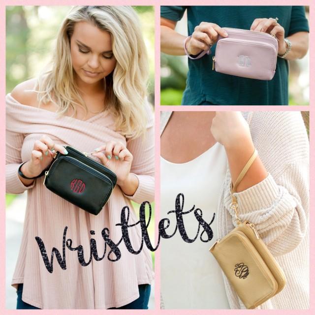 Monogrammed Phone Holder Wristlet , Phone Wristlet, Personalized Wallet