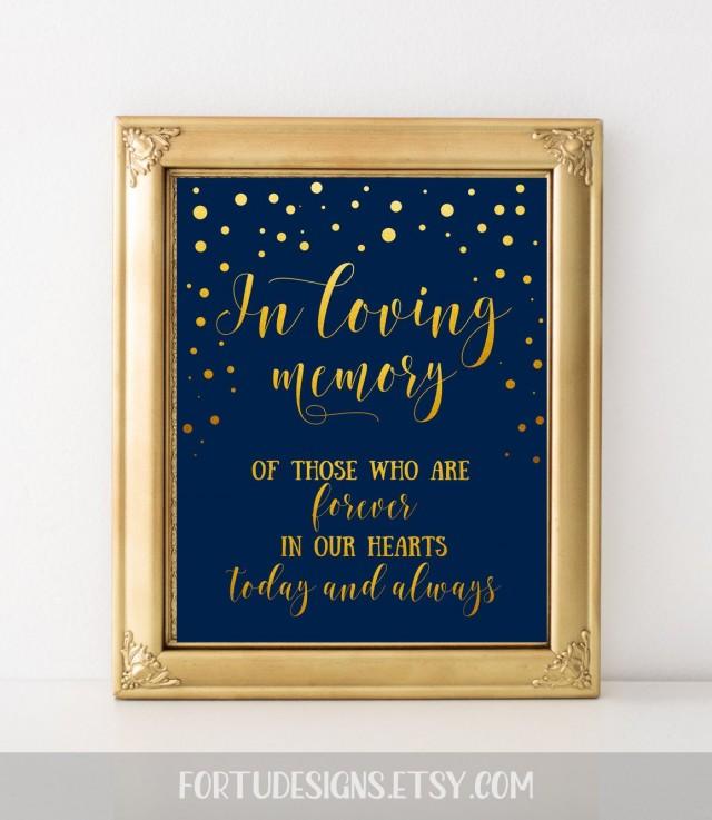 Wedding Remembrance Sign In Loving Memory Sign Wedding Memory Memorial Sign Table Navy And Gold