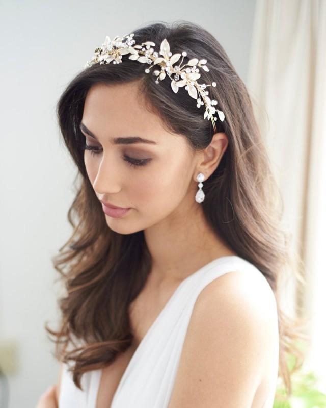 Botanical Crystal Floral Headband, Wedding Rhinestone Headband, Floral