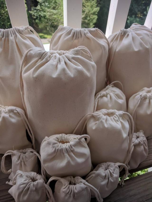 Cotton Canvas Muslin Bag. Double Drawstrings. High Quality Fabric