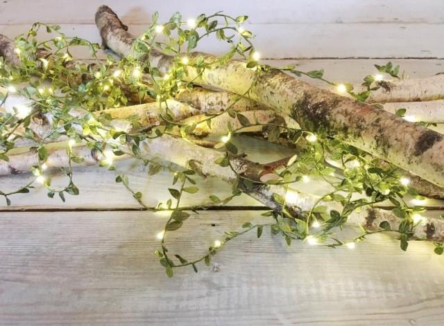 Even Longer 5m Olive Leaf Garland Led Fairy String Lights Rustic
