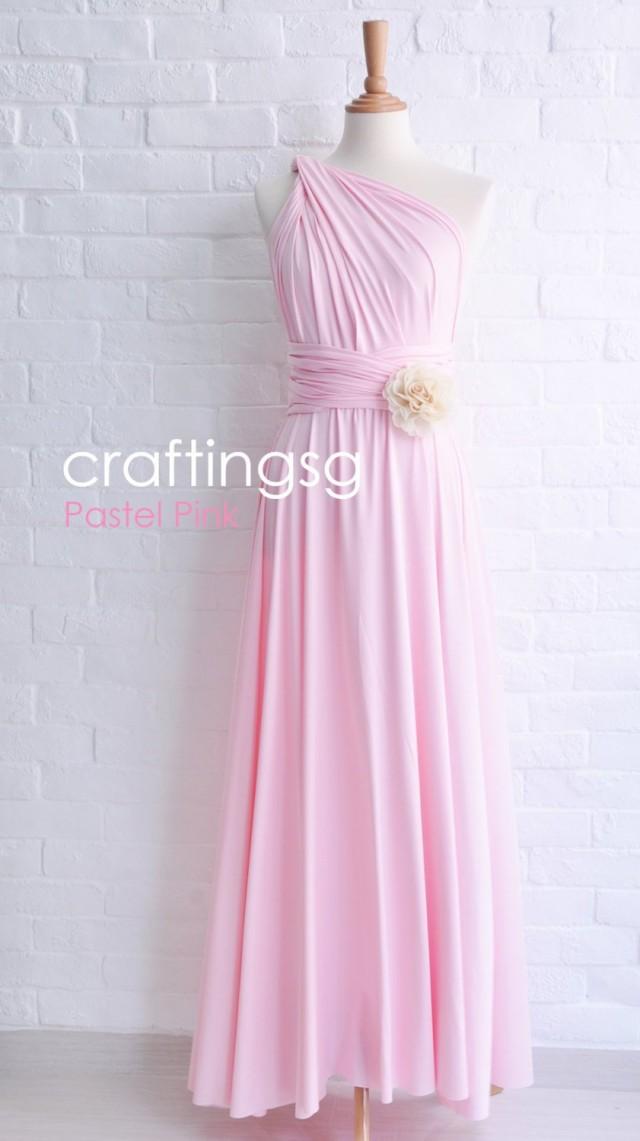 Bridesmaid Dress Pastel Pink Maxi Floor Length, Infinity Dress, Prom Dress, Multiway Dress