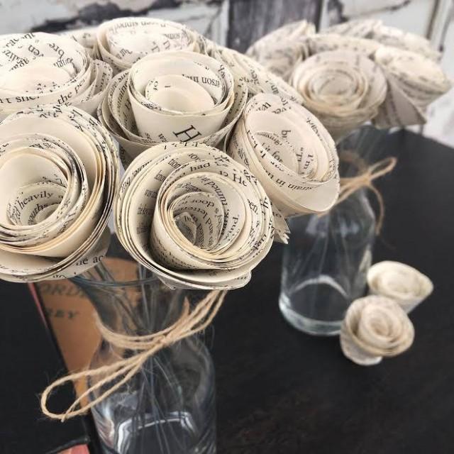 Book Page Flowers Paper Flowers Alternative Wedding Decor Book