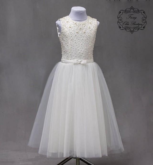 Ivory Lace Pearls Flower Girl Dresses Junior Dress Ivory Princess Dress