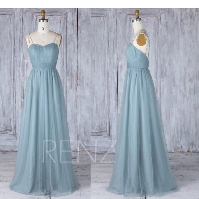 dusty blue beaded gown