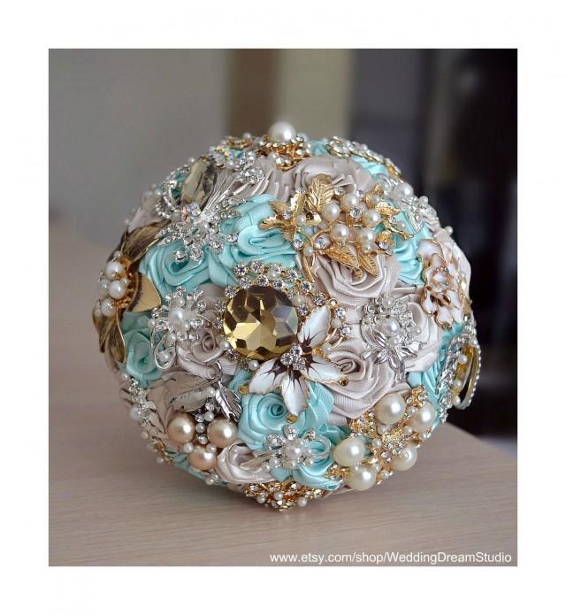 Brooch Bouquet Wedding Bouquet Blue Mint Bouquet Bridal Bouquet