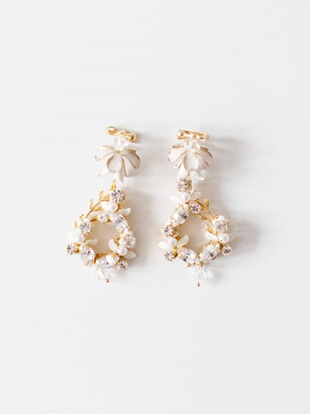 Chandelier Bridal Earrings, Floral Statement Earrings, Wedding Jewelry