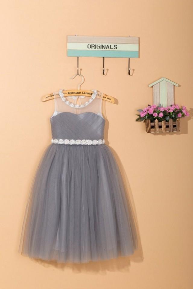 Grey Flower Girl Dress/gray Tulle Toddler Girl Dress/tulle Flower Girl