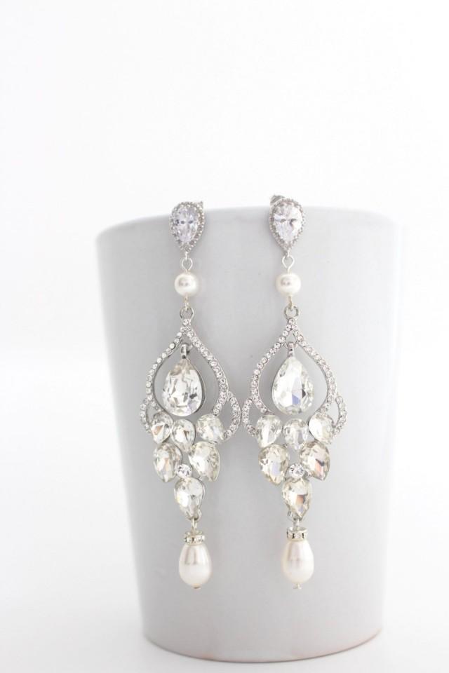 Bridal Earrings Chandelier, Wedding Statement Earrings, Art Deco