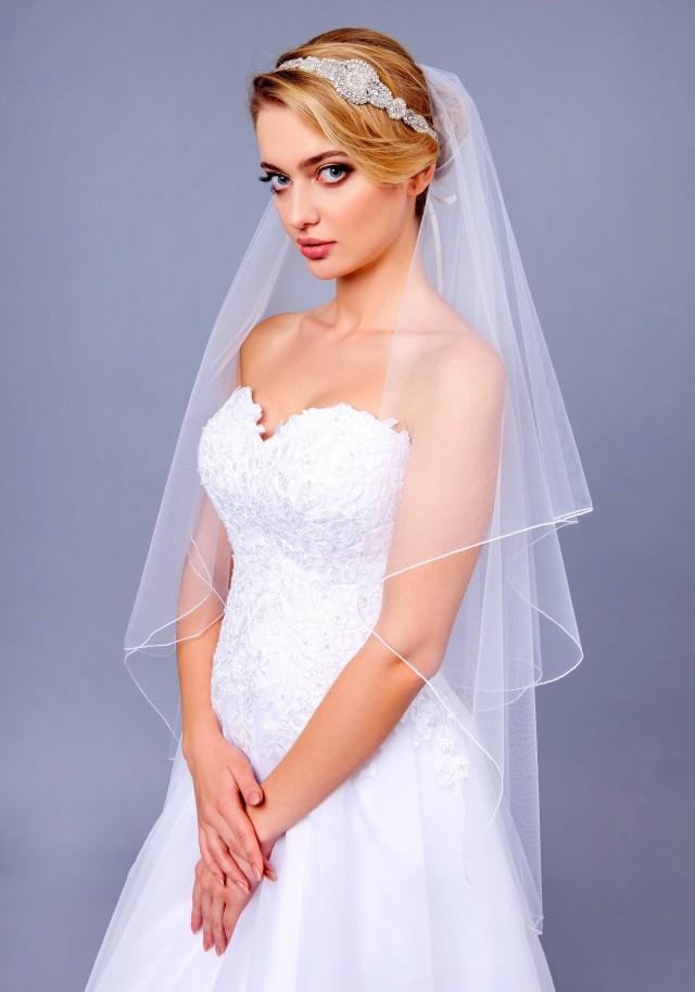 Pencil Edge Soft Veil Wedding Bridal Veil Ivory Pencil Veil Bridal Veil