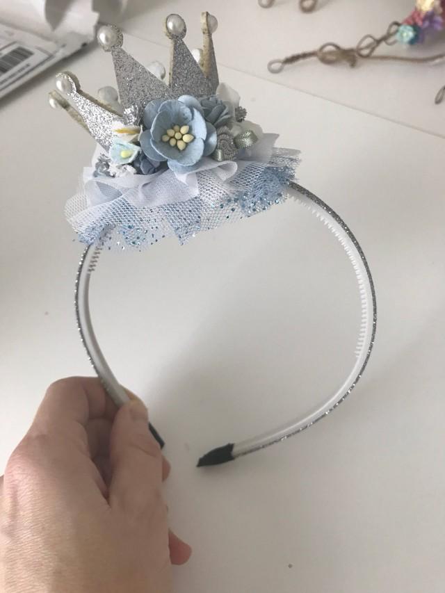 Silver Crown Headband Cinderella Crown Headband Crown Birthday