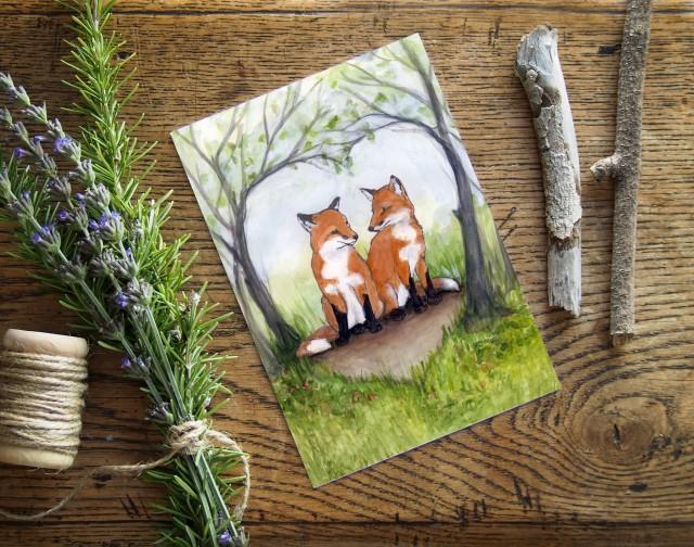 Red Fox Dog Vixen AnimalNatureWildlife Eco Friendly Blank Greeting Card