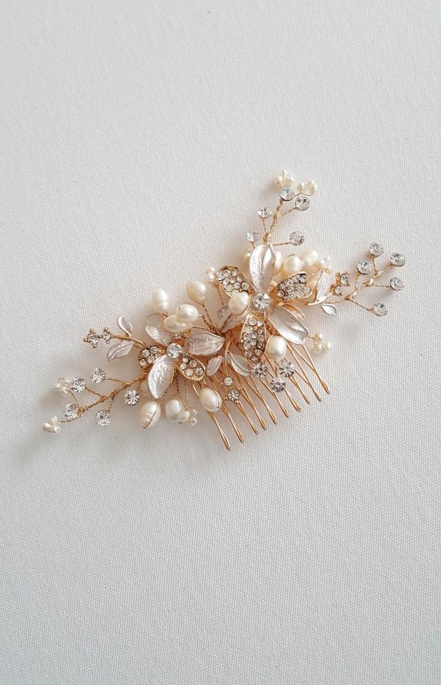 Wedding Hair Comb Pearl Wedding Headpiece Crystal Pearl Bridal Comb