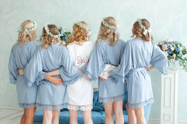blue bridesmaid robe