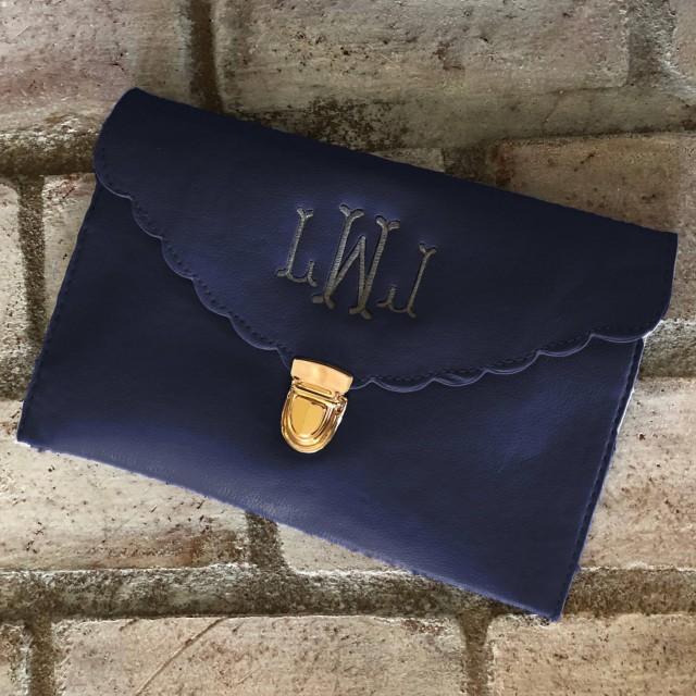 navy envelope clutch bag