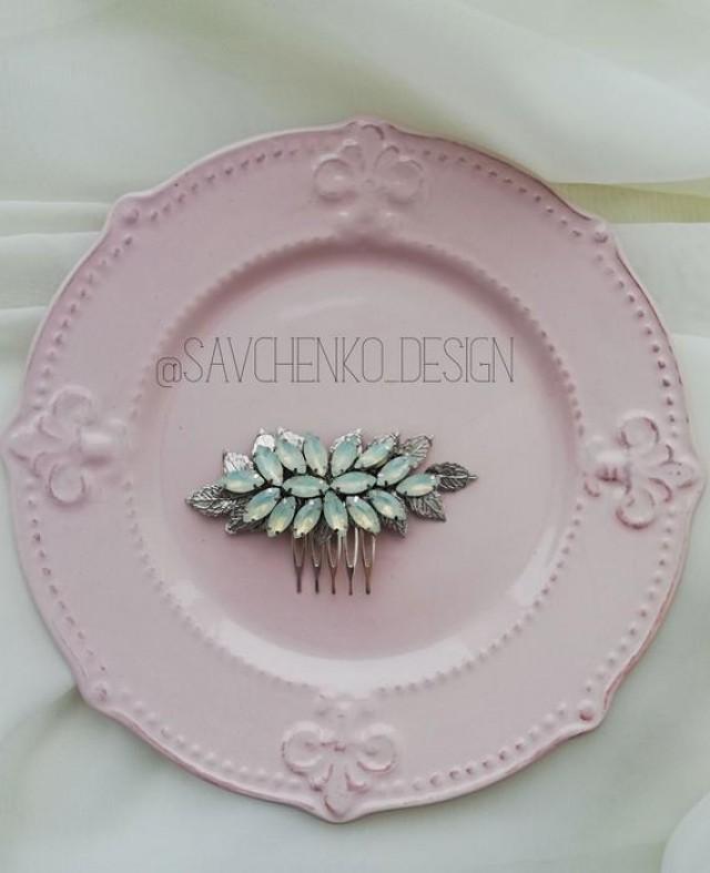 Bridal Leaf Opal Hair Comb For Wedding Bridal Comb Beach Rose Gold Hair