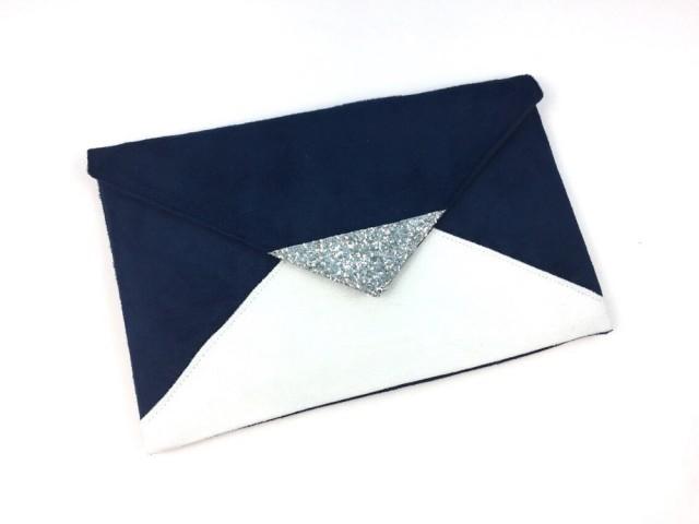 blue glitter clutch bag