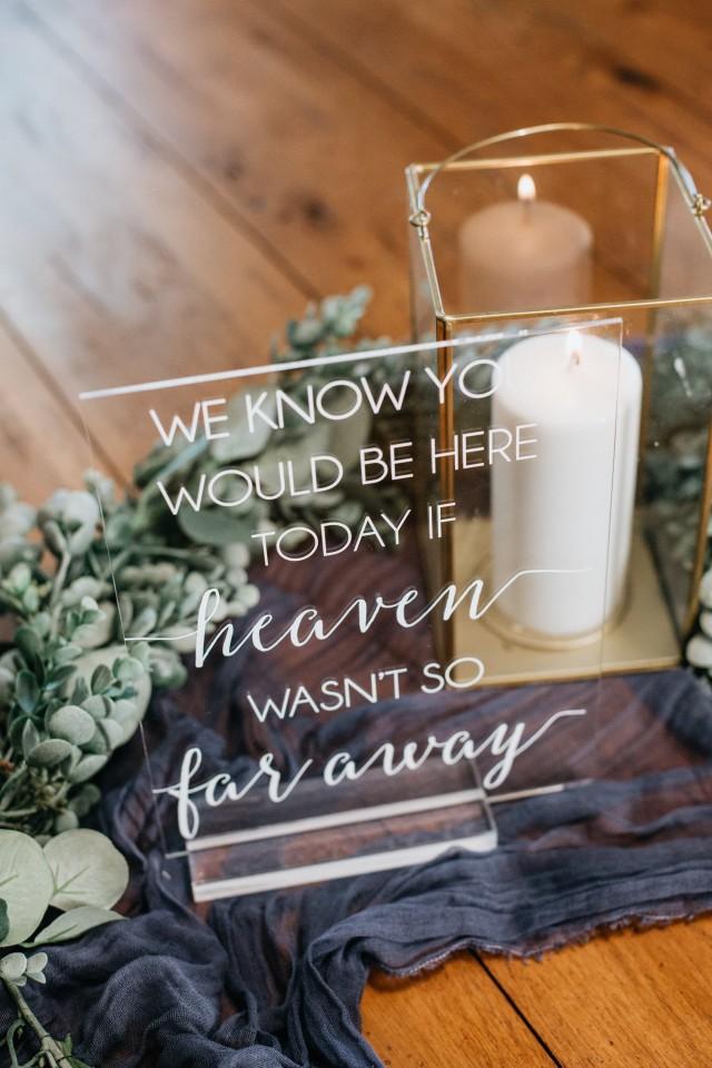 http://s3.weddbook.me/t1/2/9/0/2904241/we-know-you-would-be-here-today-if-heaven-wasn39t-so-far-away-memorial-clear-glass-look-acrylic-wedding-sign-those-forever-in-our-hearts-ss.jpg