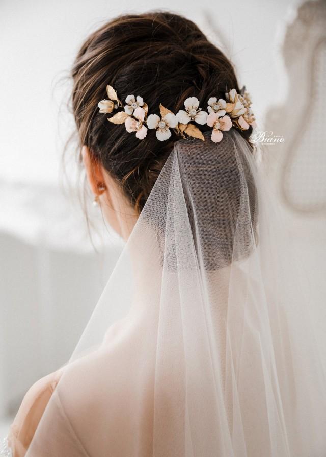 Wedding Headpiece Gold, Bridal Headpiece Flower, Bridal Hair Piece